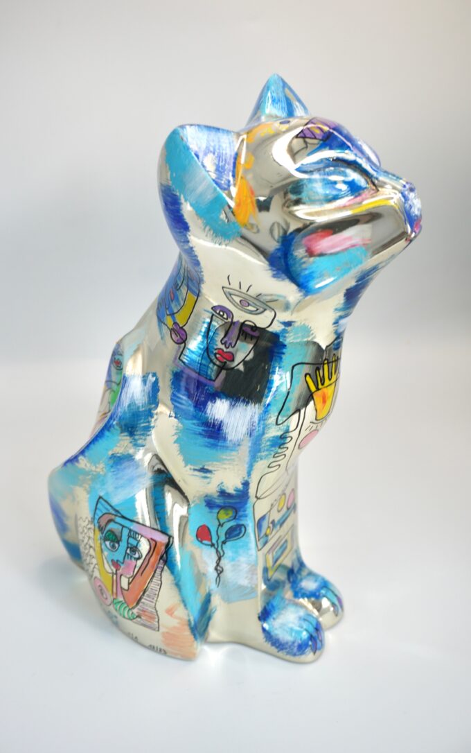 Chat en Résine - Elégance - Argenté – Image 2