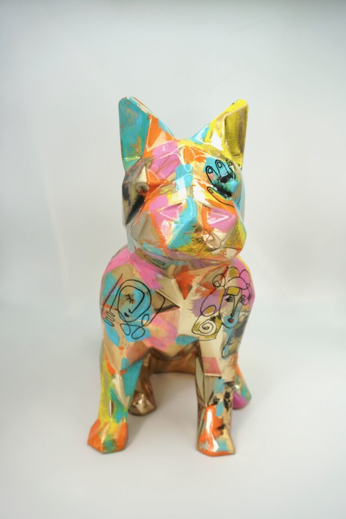 Chien Bouledogue en Résine - Doré